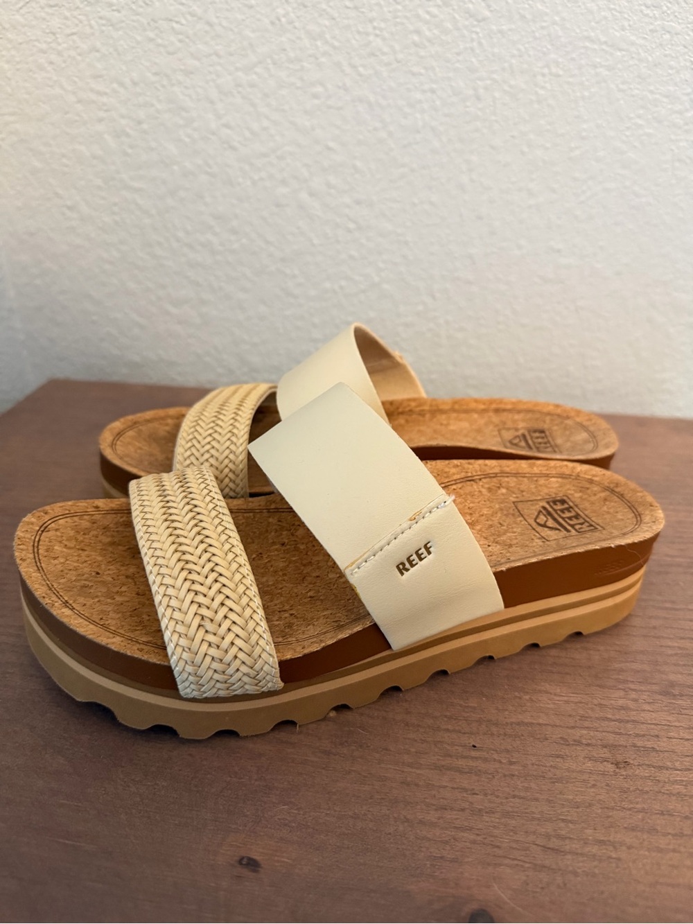 Reef Women's Two-Strap Cream Slide Sandal